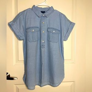 J Jill Short Sleeve Denim Shirt EUC